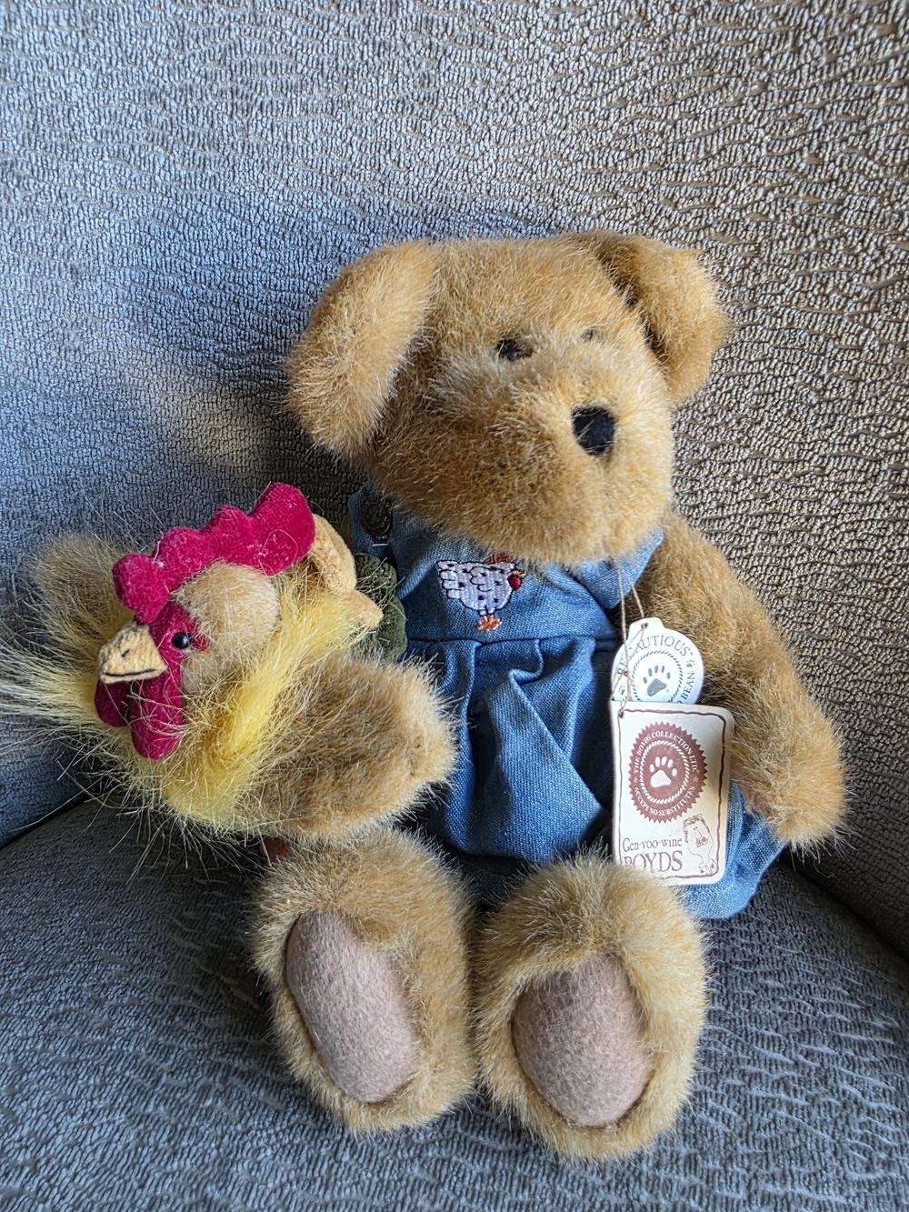 Boyds Bear Missy Lou With Gilbert The Chicken Blue Dress Very Nice Condition